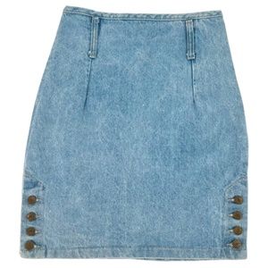 Vintage Stuffed Shirt High Waist Denim Pencil Jean Mini Skirt Size 9/10